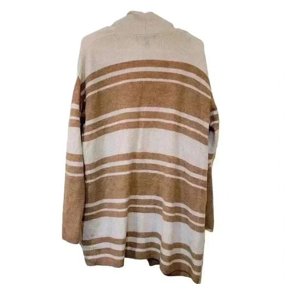 Banana Republic Women's Camel & White Striped Acrylic/Nylon/Spandex Knit Open Fr - Picture 7 of 11